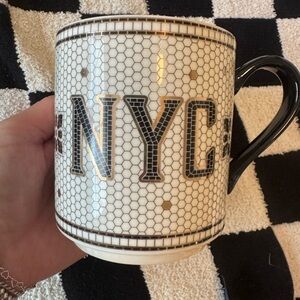 Anthropologie NYC Ceramic Mug in White, Black & Rose Gold